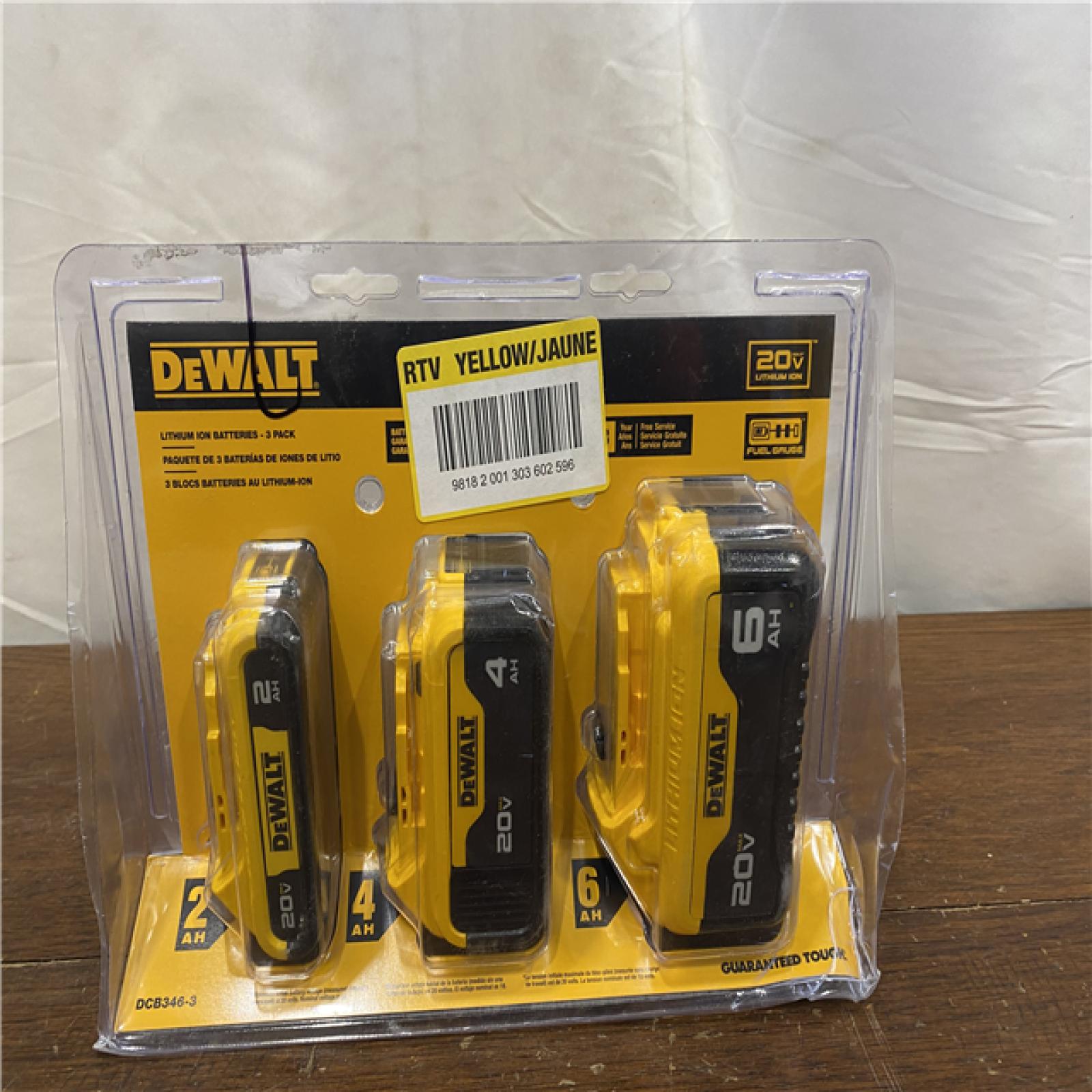 AS-IS DEWALT 20V MAX Battery Lithium Ion 3 Pack - DCB346-3