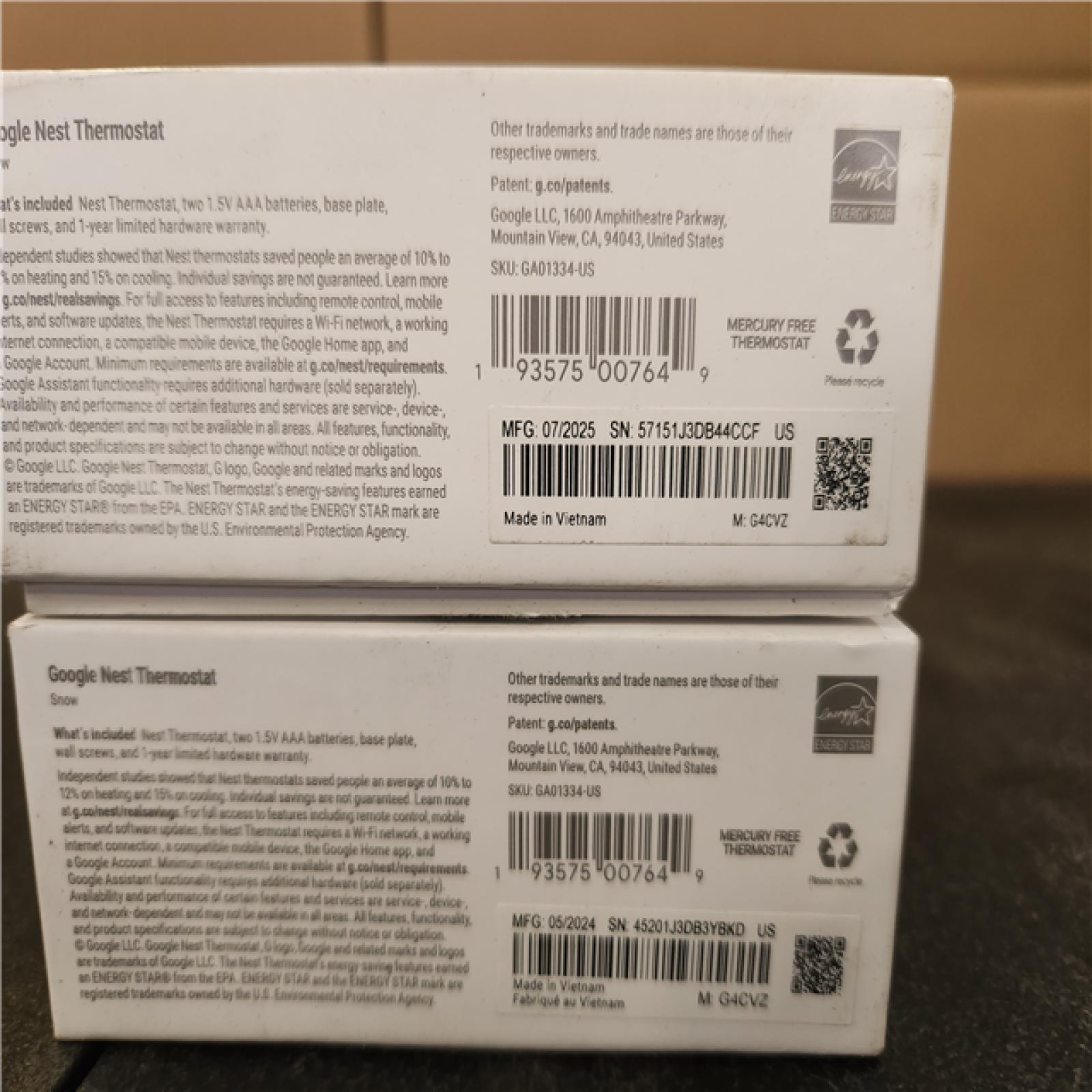 Phoenix AS-IS Google Nest Thermostat - Smart Programmable Wi-Fi Thermostat - (2-Pack)