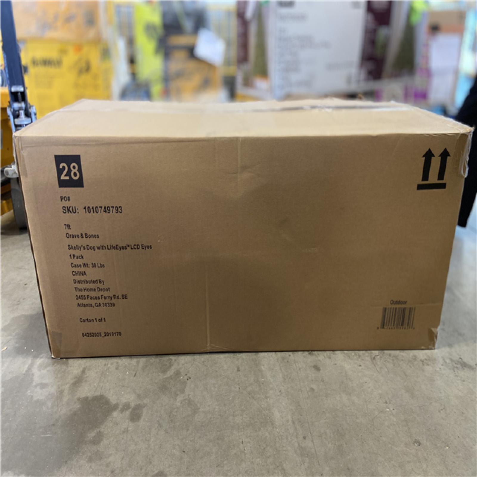 DALLAS LOCATION - Home Accents Holiday 7 ft. Long Grave & Bones Skelly's Dog with LifeEyes LCD Eyes