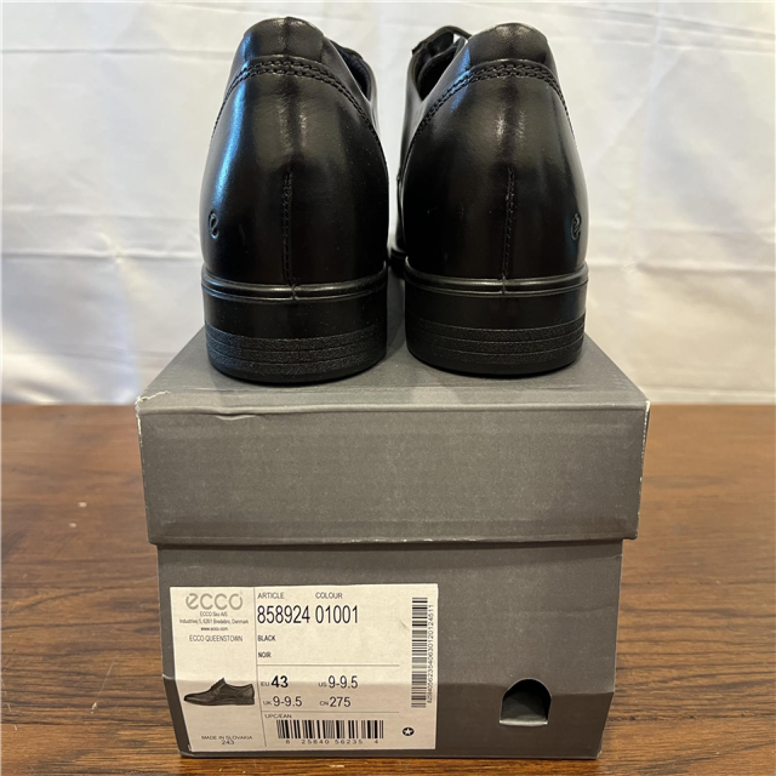 NEW! ECCO Queenstown Plain-toe Derby Leather Shoe - Black - SZ 9