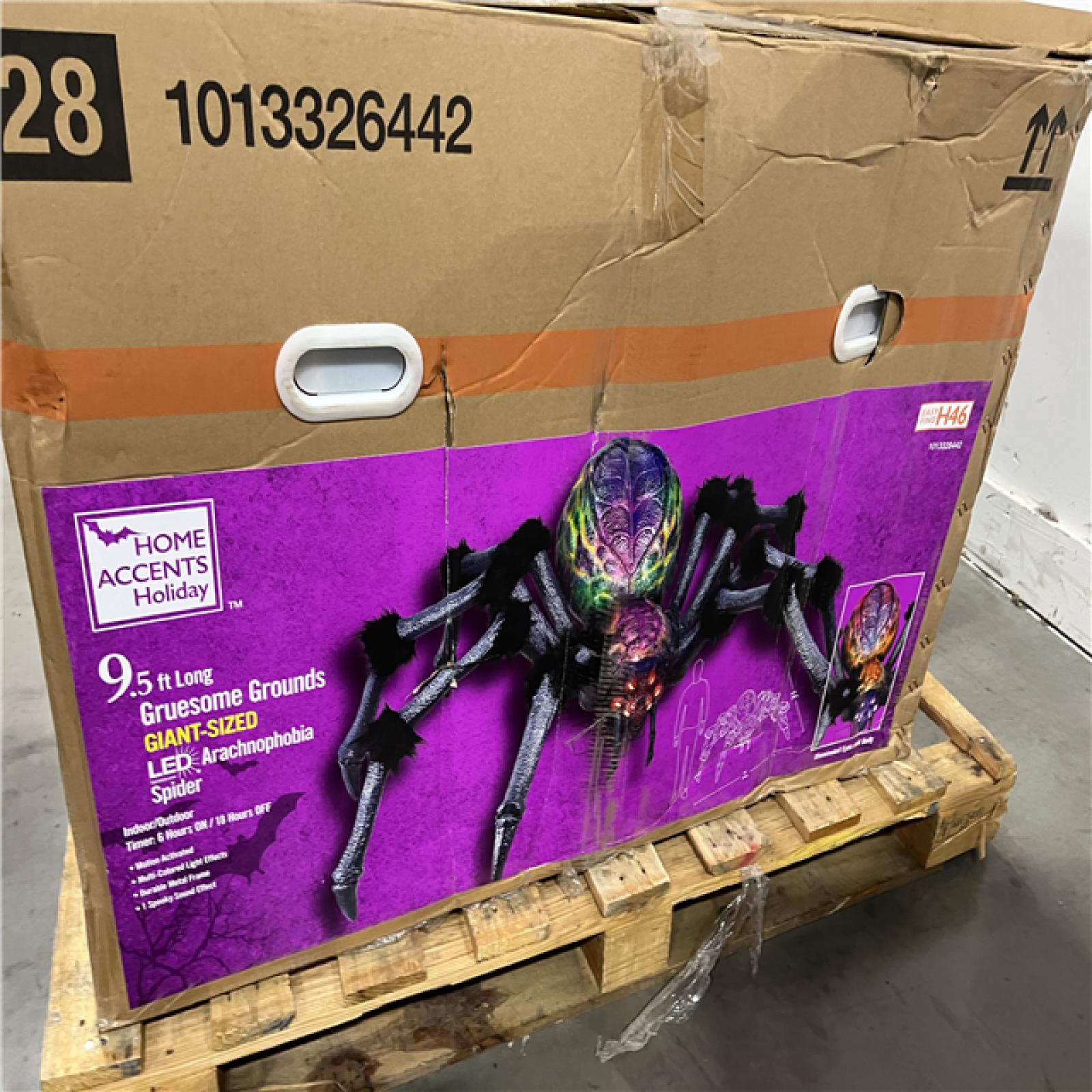 DALLAS LOCATION - Home Accents Holiday 9.5 ft. Long Gruesome Grounds Giant-Sized LED Arachnophobia Spider