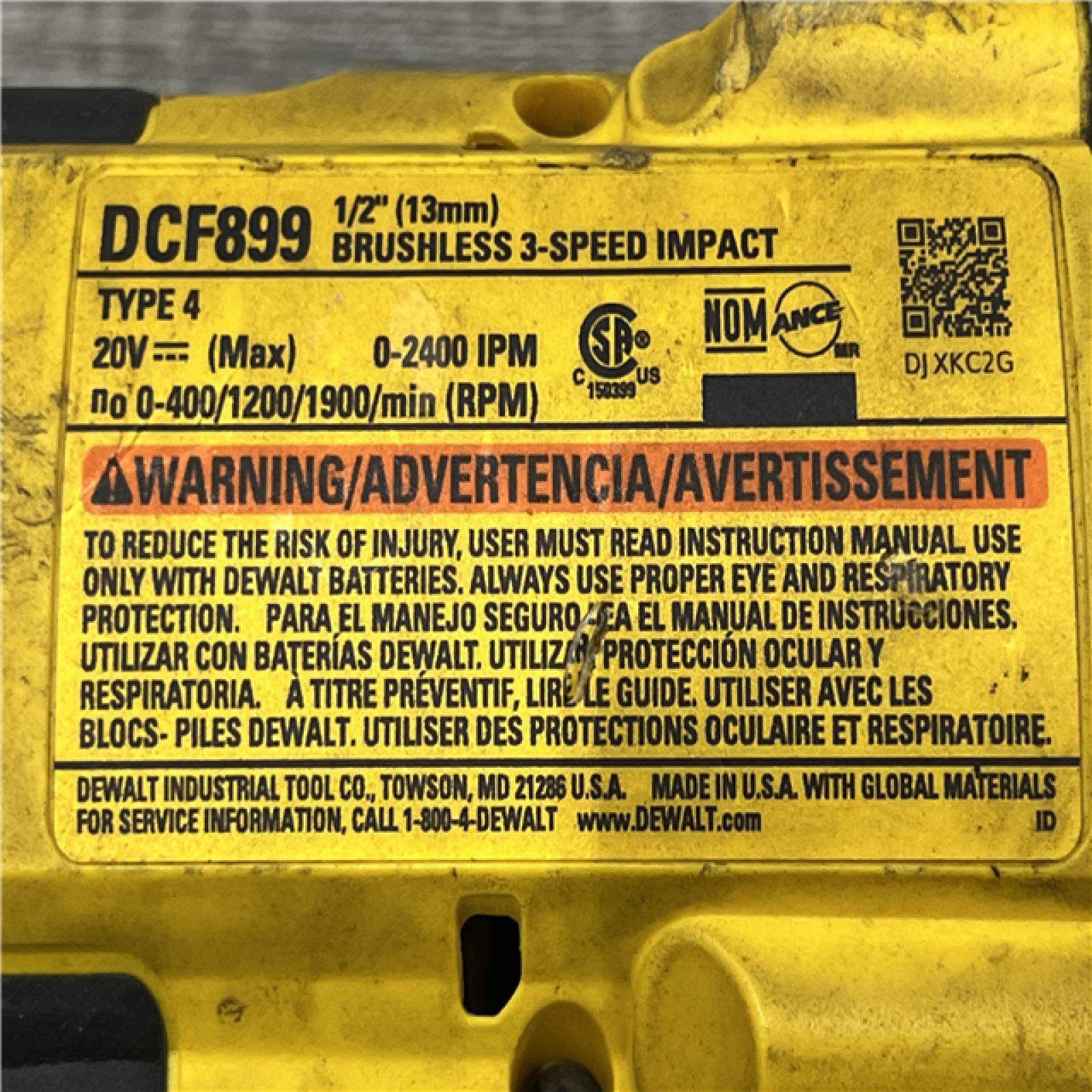 AS-IS DeWalt DCF899B 20V MAX XR Brushless High Torque 1/2 Impact Wrench-TOOL ONLY