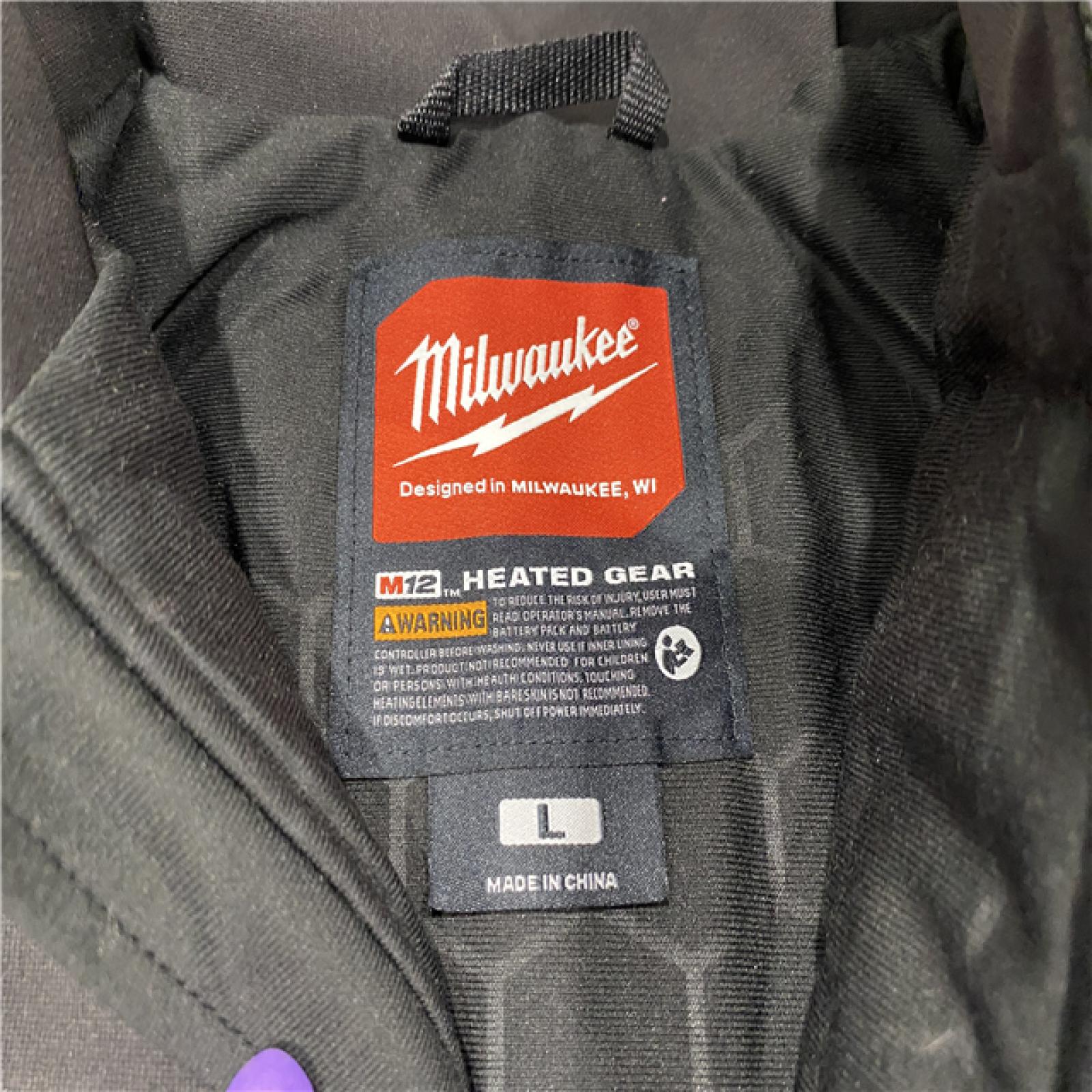 AS-IS Milwaukee Men's Large 12-Volt Lithium-Ion Cordless Tough Shell Black Heated Jacket Kit