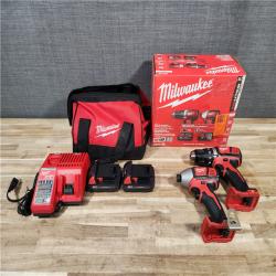 HOUSTON LOCATION - AS-IS Milwaukee M18 18V Lithium-Ion Cordless Drill Driver/Impact Driver Combo Kit