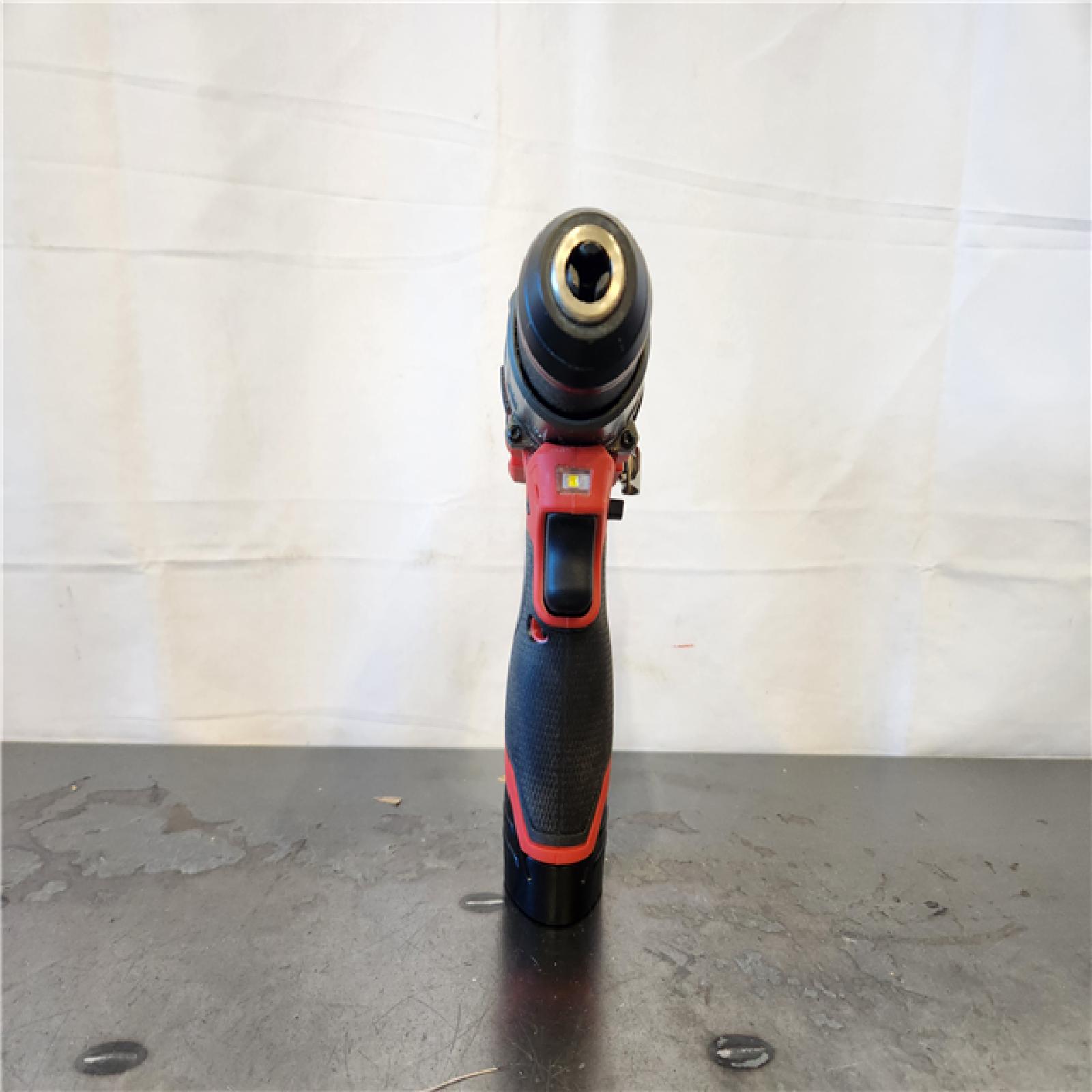 AS-IS- Milwaukee M12 FUEL 12-Volt Lithium-Ion Brushless Cordless 1/2 in. Hammer Drill Kit with 1 Compact 2.0Ah Battery Pack and 1 Charger