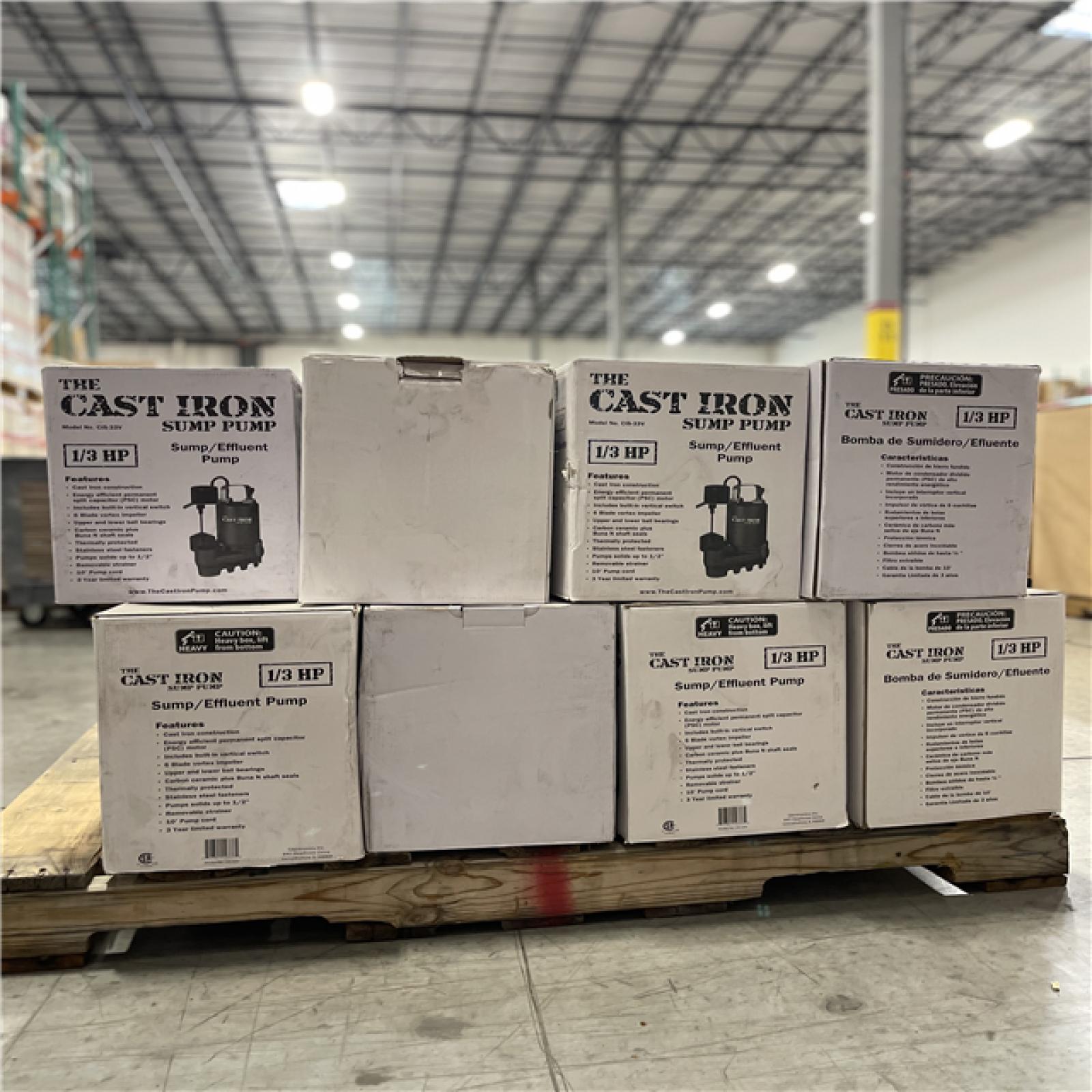 DALLAS LOCATION- The Cast Iron Submersible Sump Pump with Vertical Float Switch PALLET (31 UNITS)