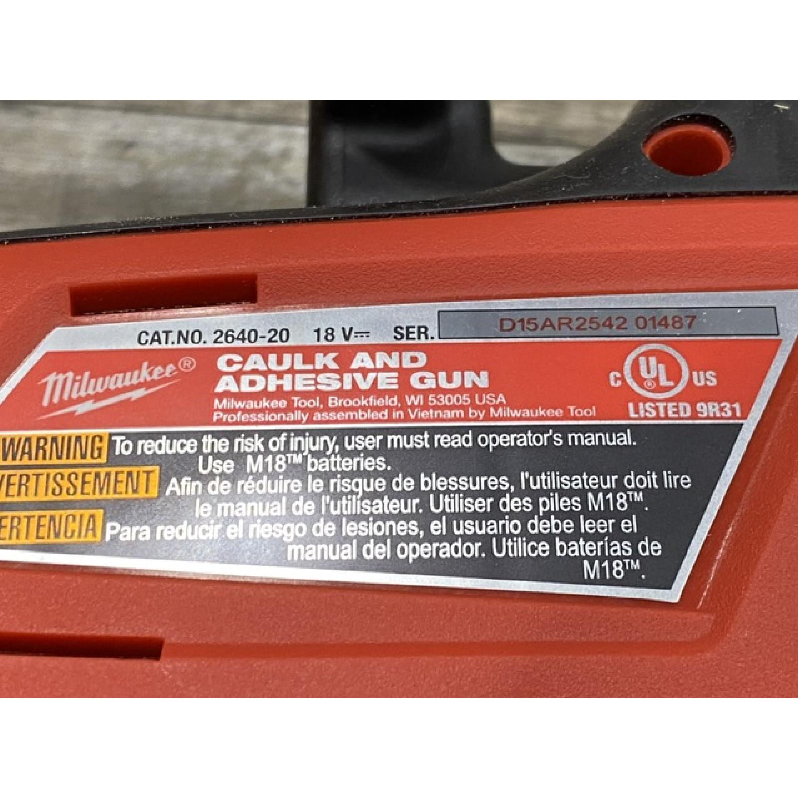 AS-IS Milwaukee 18-Volt Lithium-Ion Cordless 10 oz. Caulk and Adhesive Gun (Tool-Only)