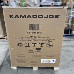 DALLAS LOCATION -AS-IS Kamado Joe Big Joe III 24 in. Charcoal Grill in Red with Cart  Side Shelves  Grate Gripper  and Ash Tool
