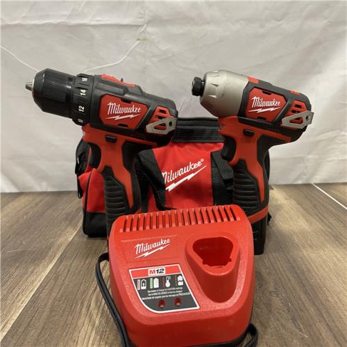 AS-IS Milwaukee M12 12V Lithium-Ion Cordless Drill Driver/Impact Driver Combo Kit