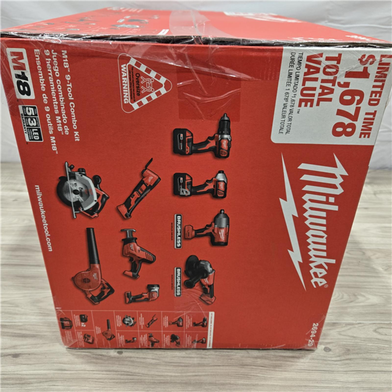 NEW- M18 18-Volt Lithium-Ion Cordless Combo Kit (9-Tool) with (2) Batteries, Charger, and Tool Bag