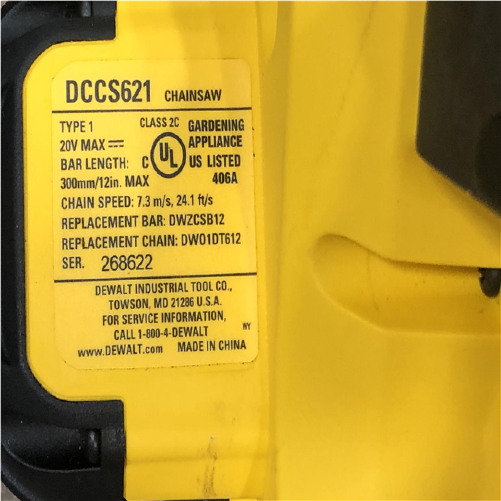 AS-IS DEWALT 20V MAX Compact 12 Brushless Cordless Chainsaw Kit