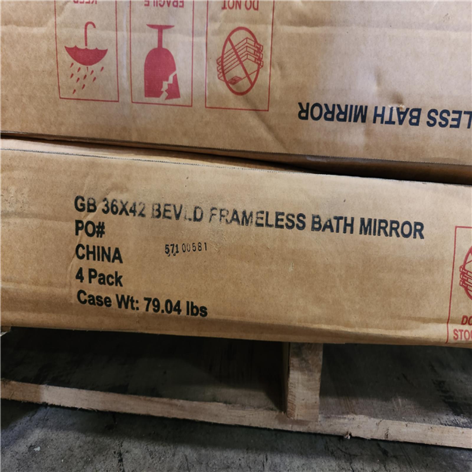 Phoenix Location Glacier Bay 36 in. x 42 in. Classic Rectangular Frameless Wall Bathroom Vanity Mirror Pallet (11 Boxes)