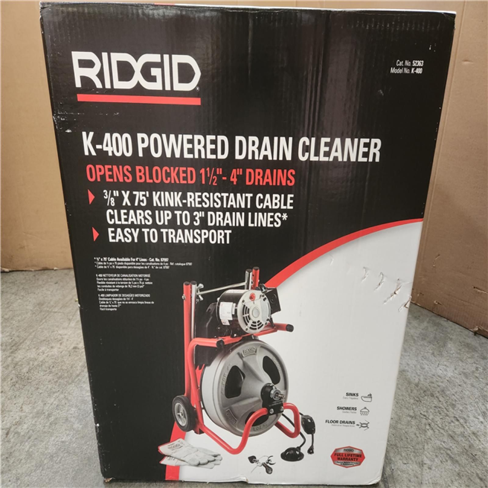 Phoenix NEW RIDGID K-400 Drain Cleaning Snake Auger 120-Volt Drum Machine with C-32IW 3/8 in. x 75 ft. Cable (No Tool Set & Gloves)