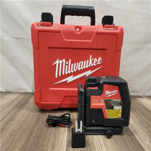 AS-IS- MILWAUKEE 100 Ft. REDLITHIUM Lithium-Ion USB Green Rechargeable Cross Line Laser Level with Charger