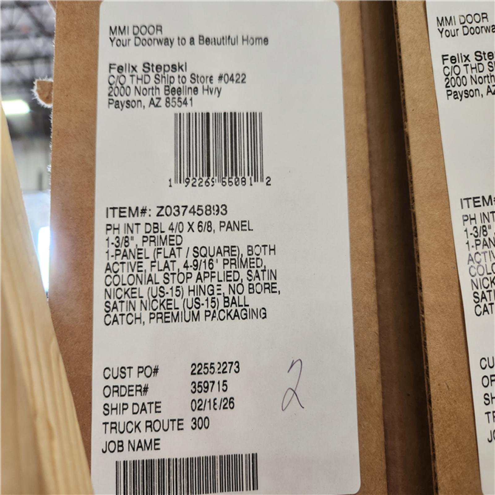 Phoenix NEW MMI DOOR Shaker Flat Panel 48 in. x 80 in. Both Active Solid Core Primed Composite Double Prehung French Door w/ 4-9/16 in. Jamb (SEALED)