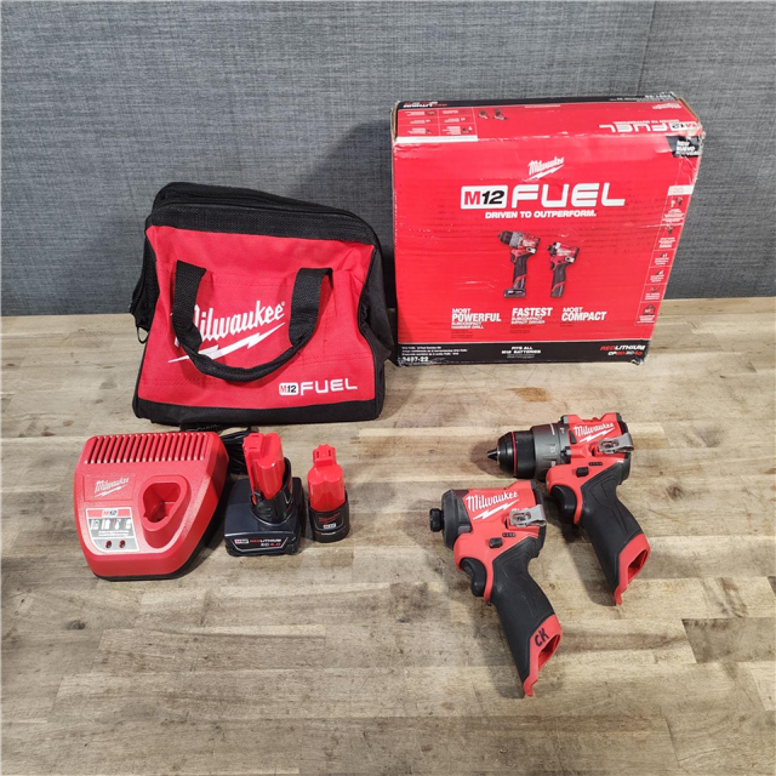 HOUSTON LOCATION - AS-IS Milwaukee 3497-22 12V Brushless Hammer Drill and Impact Driver Combo Kit