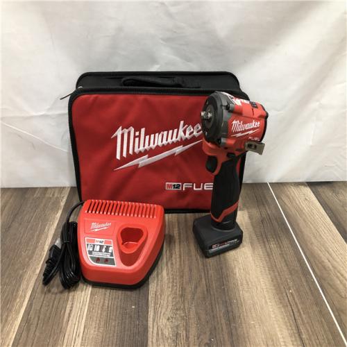AS-IS Milwaukee FUEL 12V Li-Ion Brushless Cordless Stubby 3/8 in. Impact Wrench Kit