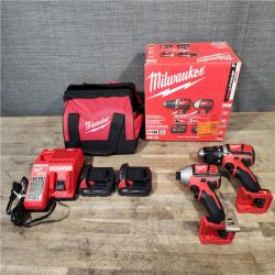 HOUSTON LOCATION - AS-IS Milwaukee 18V Cordless Brushed 2-Tool Drill/Driver and Impact Driver Kit