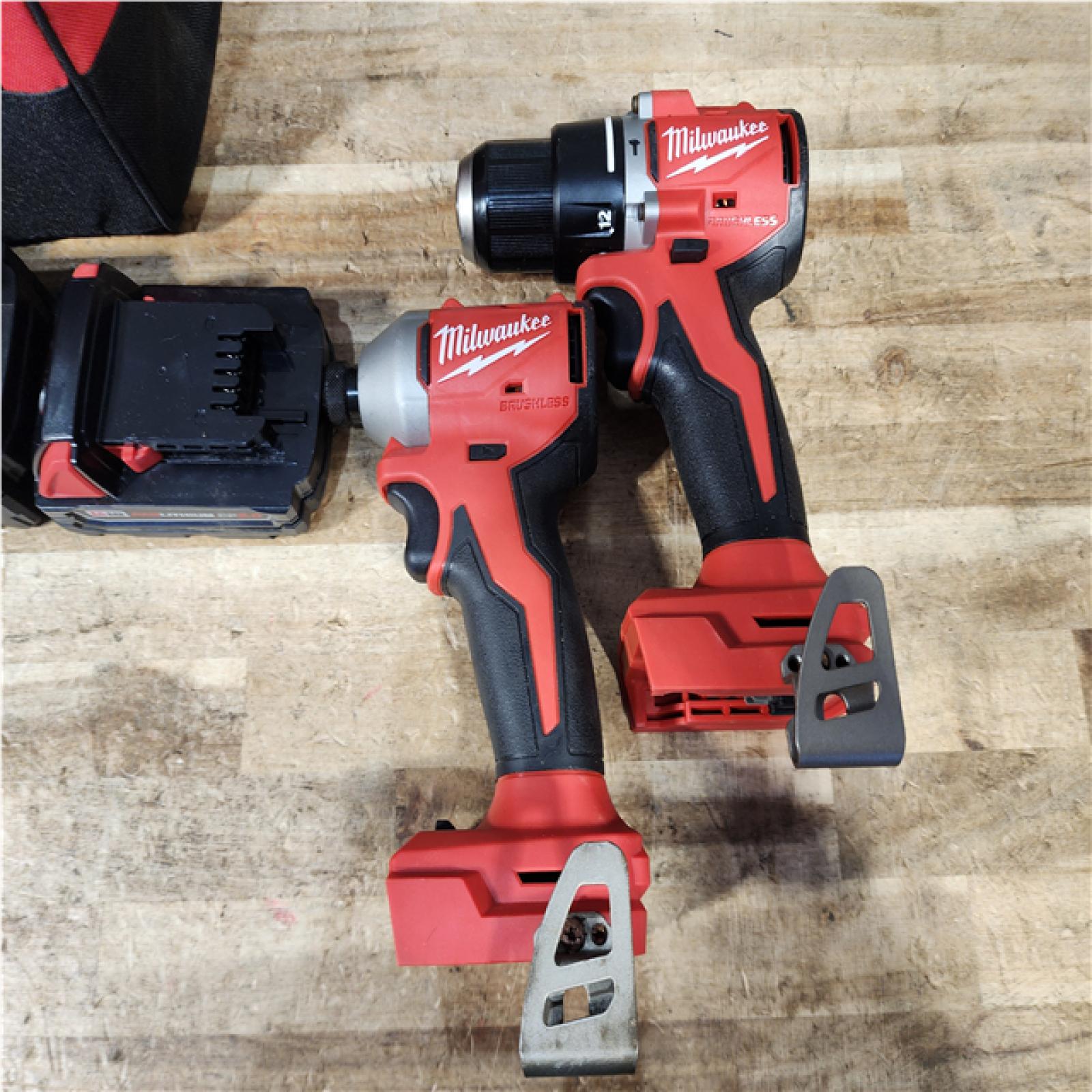 HOUSTON LOCATION - AS - IS Milwaukee 18-Volt Lithium-Ion Brushless Cordless Compact Hammer Drill/Impact Combo Kit