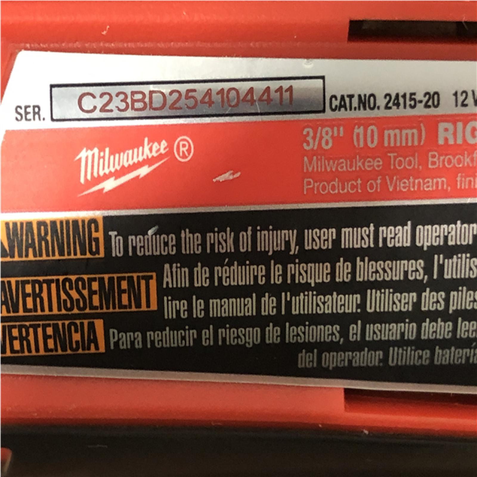 AS-IS Milwaukee M12 12-Volt Lithium-Ion Cordless 3/8 in. Right Angle Drill (Tool-Only)