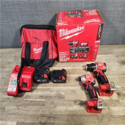 HOUSTON LOCATION - AS-IS M18 18-Volt Lithium-Ion Brushless Cordless Compact Hammer Drill/Impact Combo Kit (2-Tool) with (2) Batteries, Bag