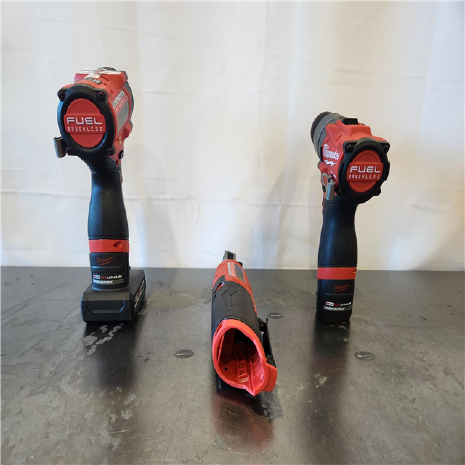 AS-IS- M12 FUEL 12V Lithium-Ion Cordless Drill Driver  Impact Wrench  and Ratchet Combo Kit (3-Tool) W/Batteries  Charger & Bag