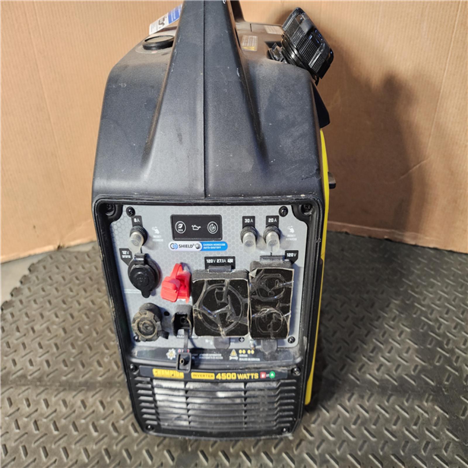 HOUSTON LOCATION - AS-IS CHAMPION 4500/3500-Watt Electric Start Gasoline/Propane Powered Dual Fuel Inverter Generator with Quiet Technology and CO Shield