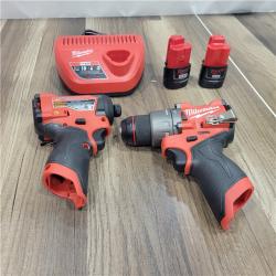 AS-IS Milwaukee 3497-22 12V Brushless Hammer Drill and Impact Driver Combo Kit