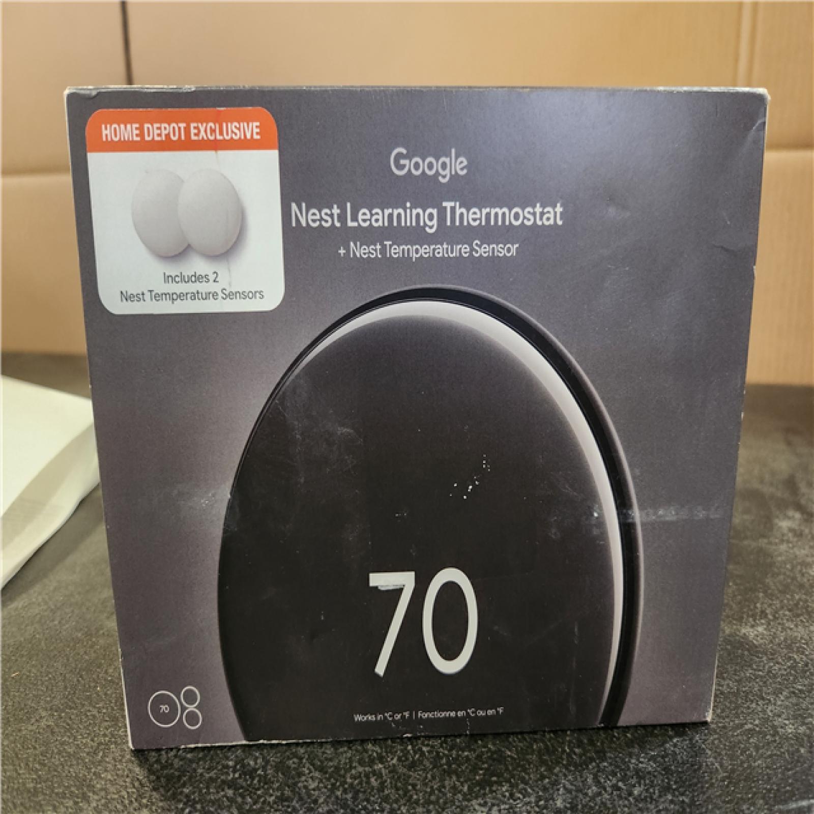 Phoenix Google Nest Learning Thermostat (4th Gen) with Nest Temperature Sensor (2nd Gen) 2-Pack - Polished Obsidian