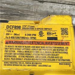 AS-IS DEWALT 20V MAX XR Cordless Brushless 7/16 in. High Torque Impact Wrench with Quick Release Chuck (Tool Only)