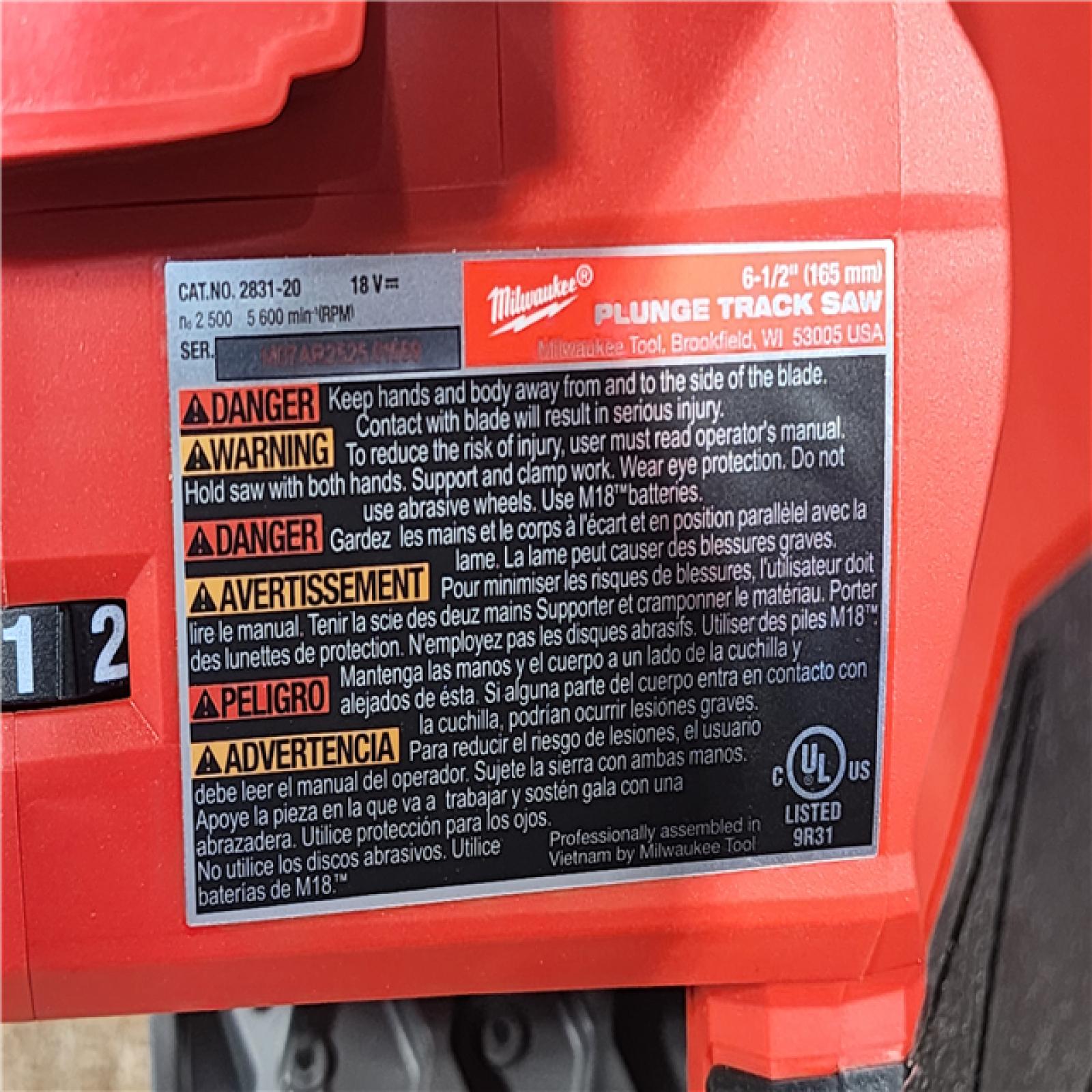 HOUSTON LOCATION - AS-IS Milwaukee FUEL 18V Lithium-Ion Cordless Brushless 6-1/2 in. Plunge Cut Track Saw (Tool-Only)