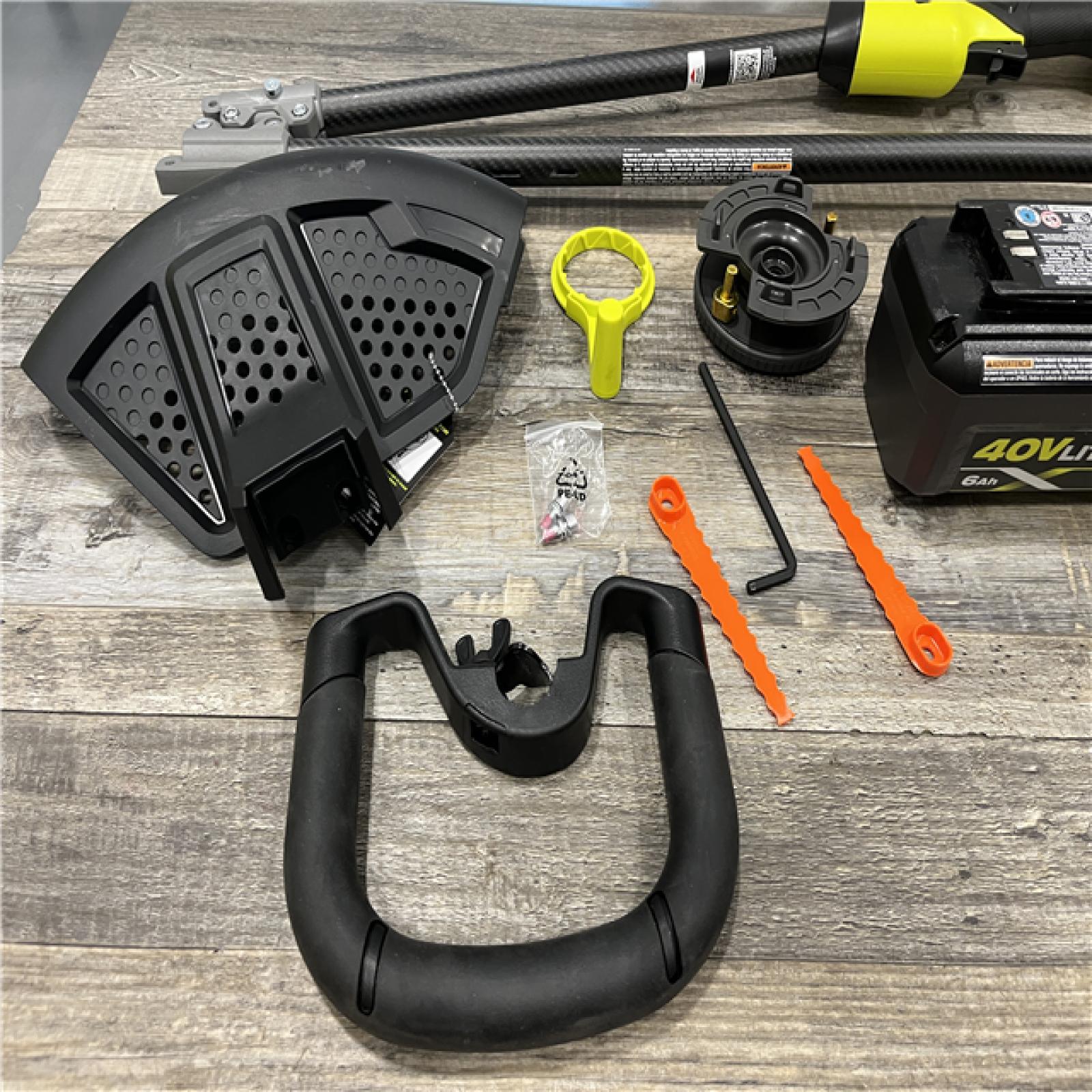 AS-IS RYOBI 40V HP Brushless Whisper Series 17 in. Cordless Battery Carbon Fiber Shaft String Trimmer Kit