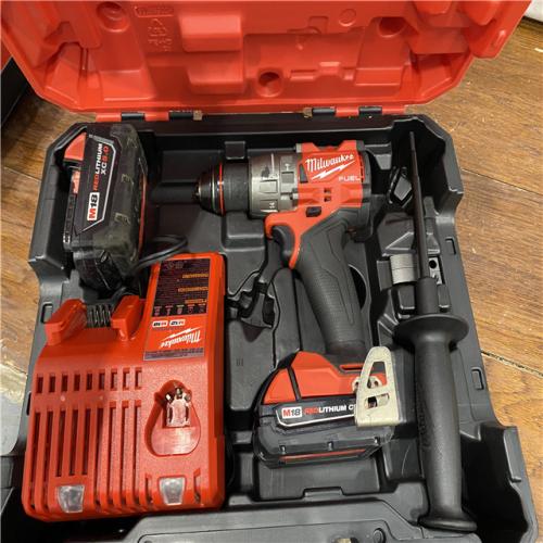 AS-IS Milwaukee 2904-22 Hammer Drill Driver Kit with Batteries  Charger & Tool Case  Red