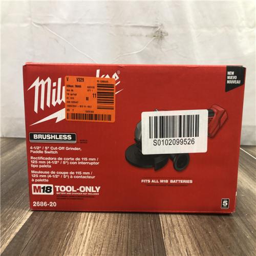 NEW- Milwaukee 18V Lithium-Ion Brushless Cordless 4-1/2 in./5 in. Grinder w/Paddle Switch (Tool-Only)