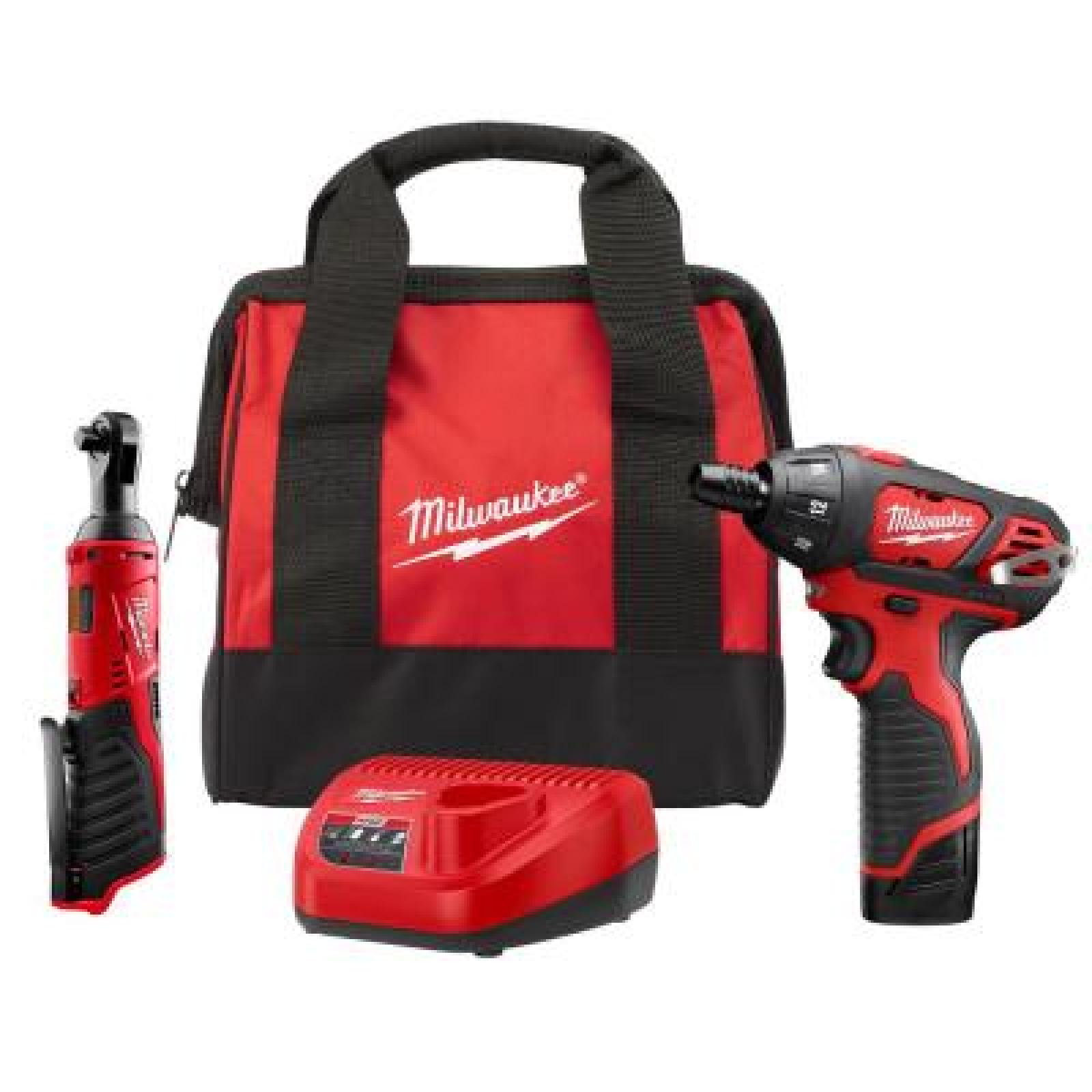 NEW - Milwaukee 12V Lithium-Ion Cordless 3/8 in. Ratchet and Screwdriver (2-Tool) Combo Kit
