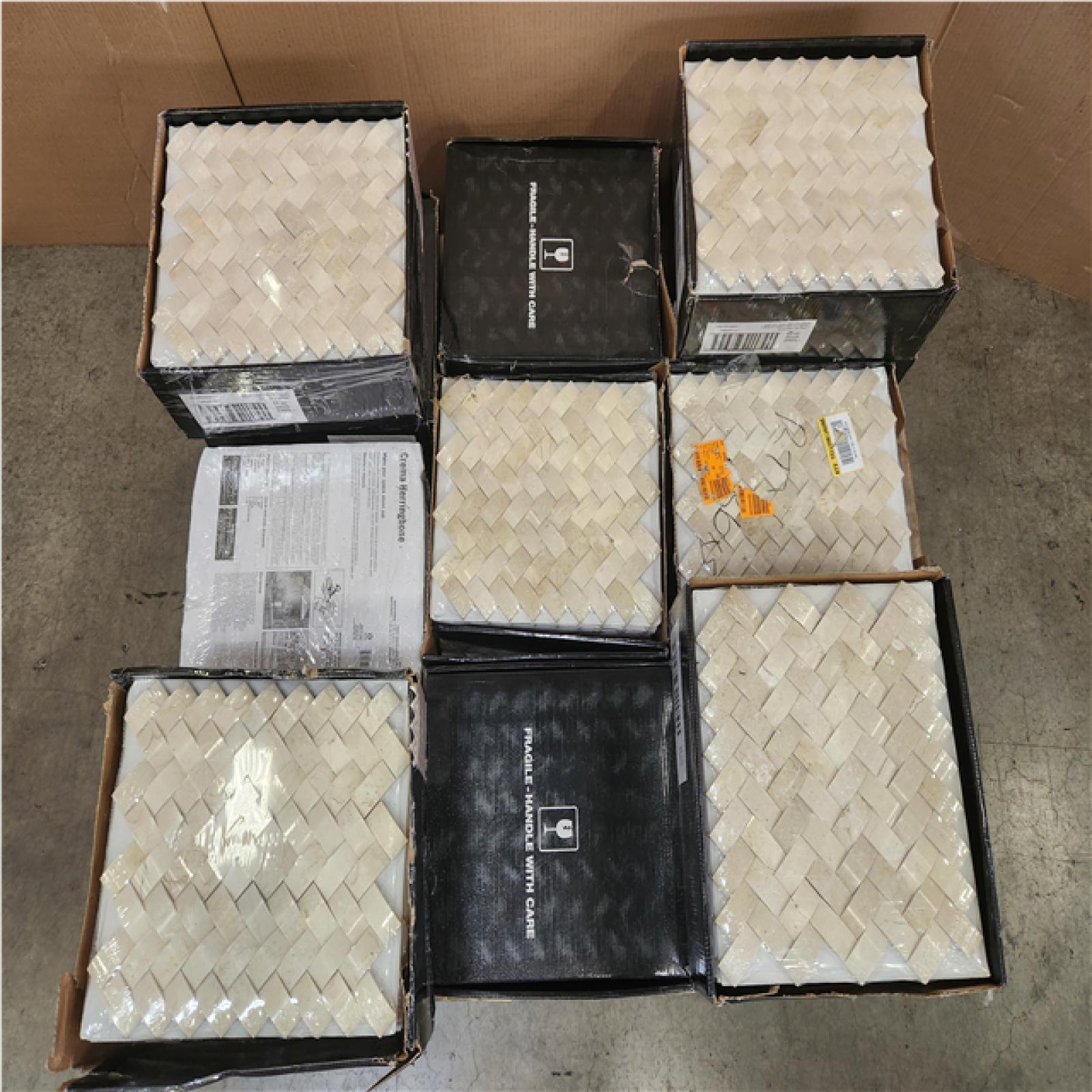 Phoenix LIKE NEW MSI Crema Arched Herringbone 12 W x 14 L x 0.50 in. Polished Marble Mosaic Kitchen and Bath Wall Tile (128 sq. ft./13 Case)