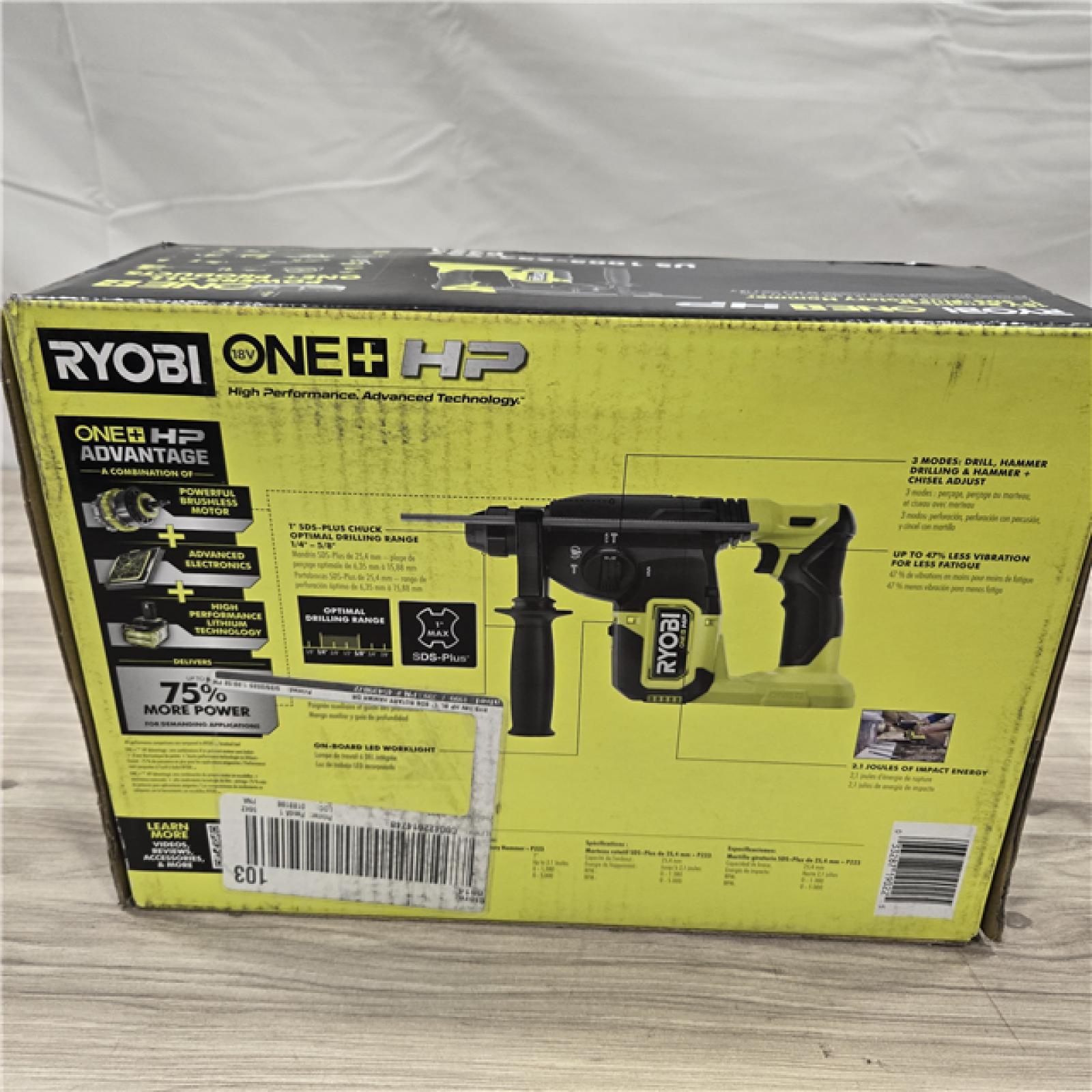 NEW! - RYOBI 18V ONE+ HP Brushless Cordless SDS Rotary Hammer (Tool-Only)