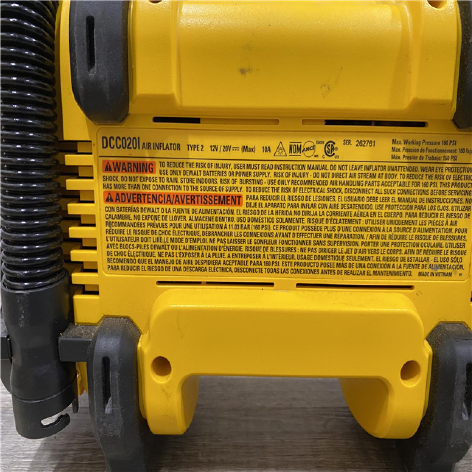 AS-IS DEWALT 20V MAX Cordless Electric Portable Inflator (Tool Only)