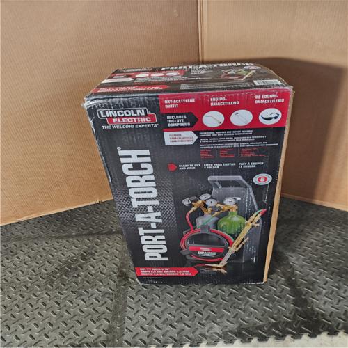 HOUSTON LOCATION - AS-IS Lincoln Electric Port-a-Torch Kit with Oxygen and Acetylene Tanks and 3/16 in. X 12 Ft. Hose  for Cutting Welding and Brazing