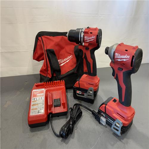 AS-IS - Milwaukee M18 18-Volt Lithium-Ion Brushless Cordless Compact Hammer Drill/Impact Combo Kit