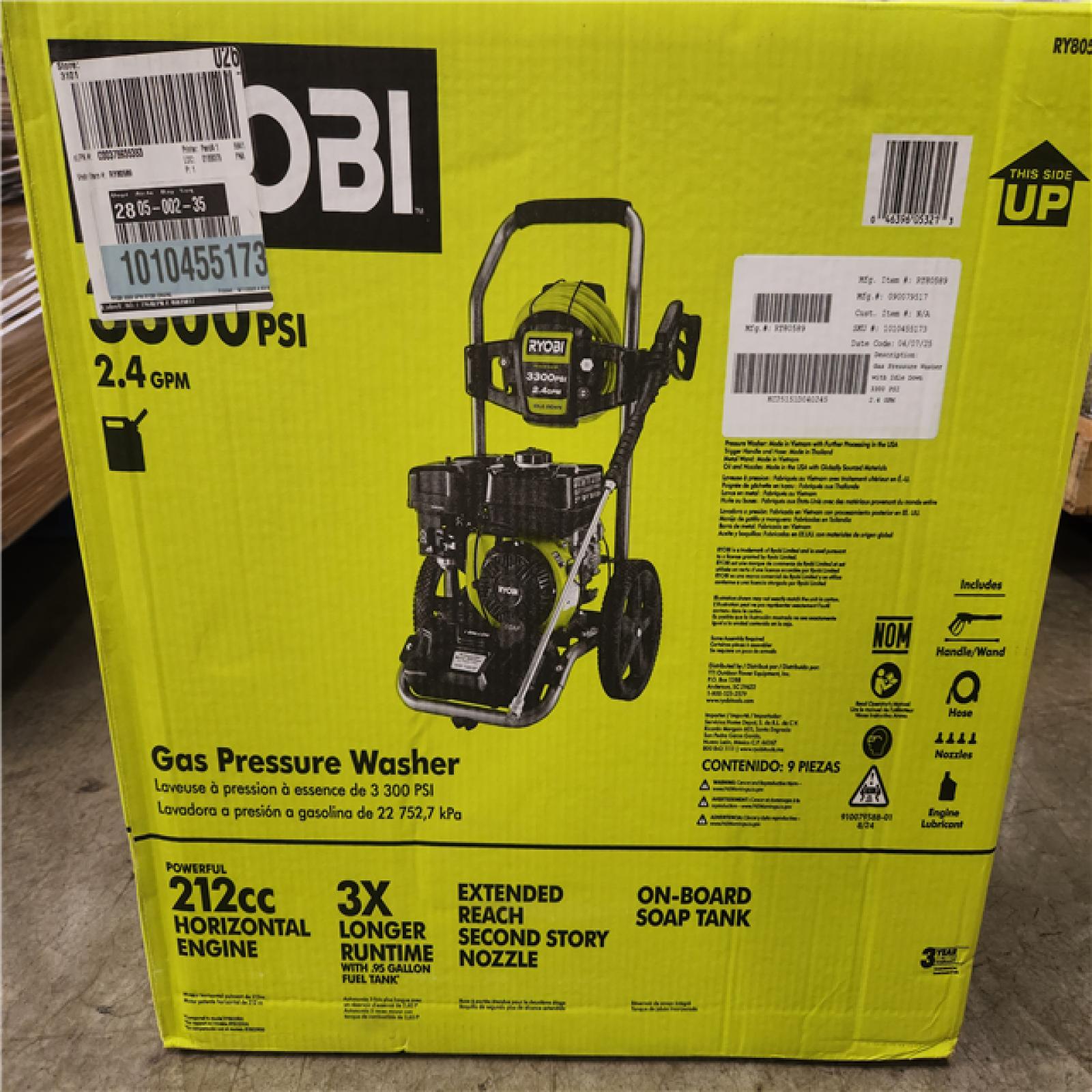 Phoenix NEW RYOBI 3300 PSI 2.4 GPM Cold Water Gas Pressure Washer with 212cc Engine