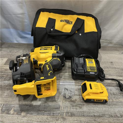 AS-IS DEWALT 20V MAX Lithium-Ion 15-Degree Electric Cordless Roofing Nailer Kit