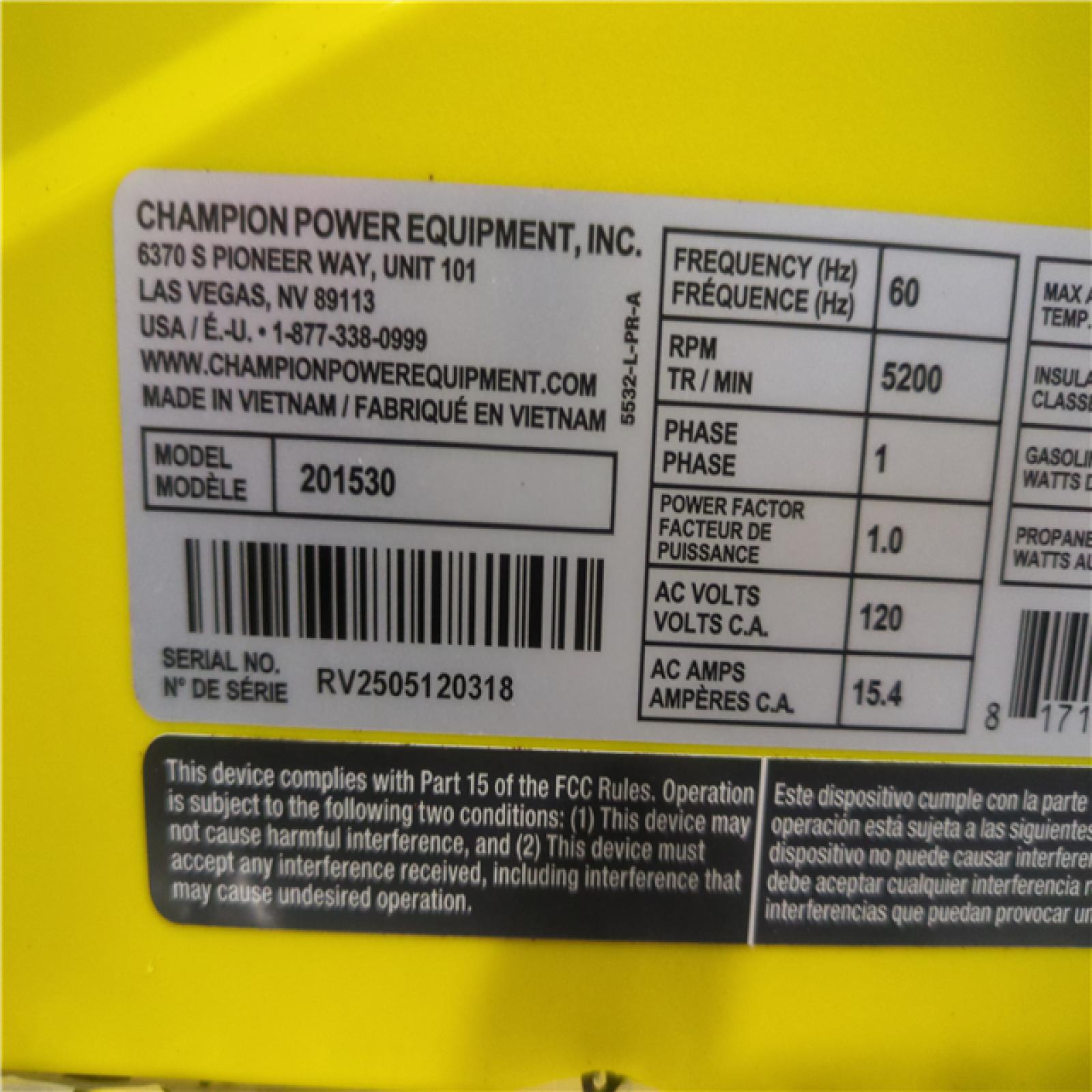 CALIFORNIA AS-IS CHAMPION PORTABLE POWER GENERATOR