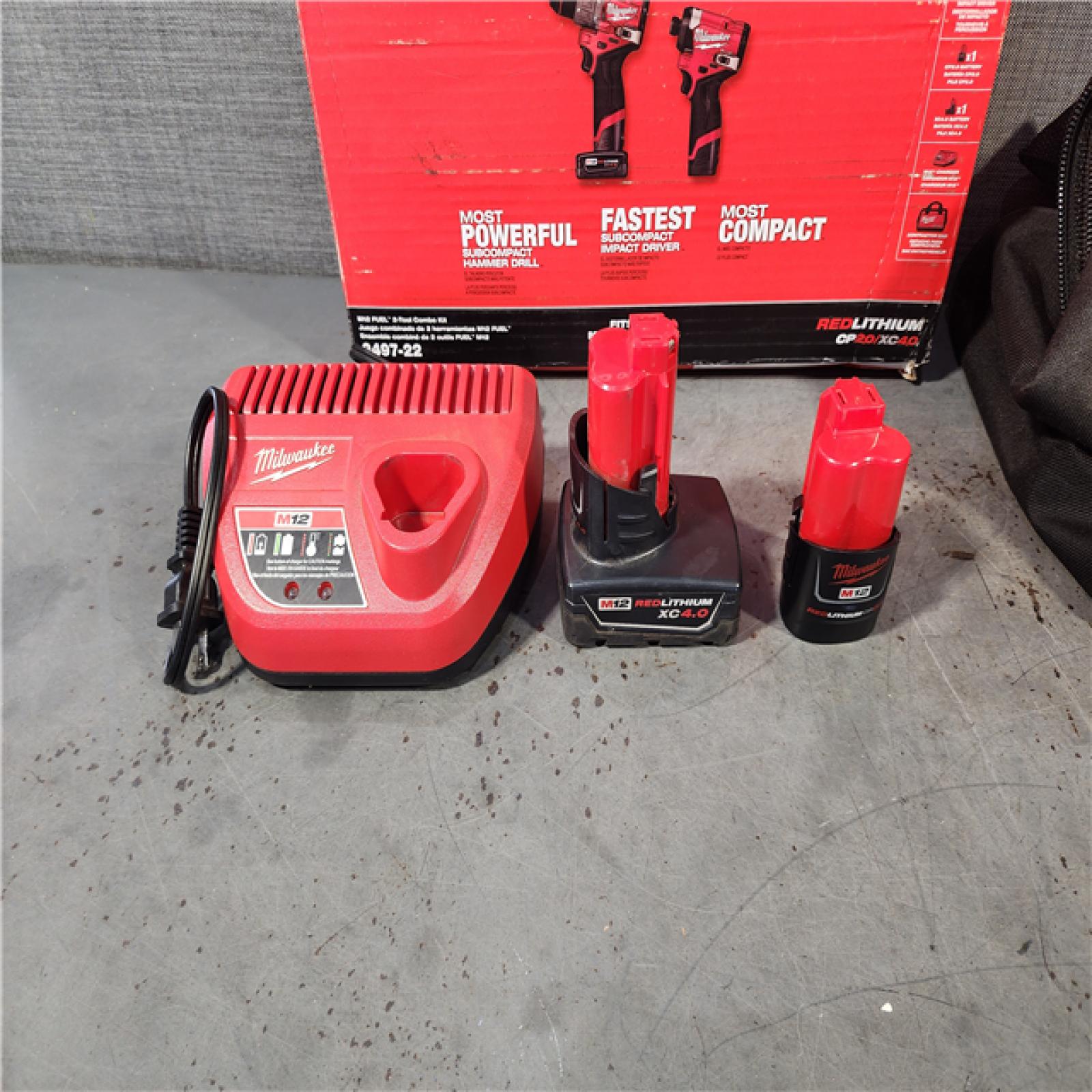 HOUSTON LOCATION - AS-IS Milwaukee 3497-22 12V Brushless Hammer Drill and Impact Driver Combo Kit