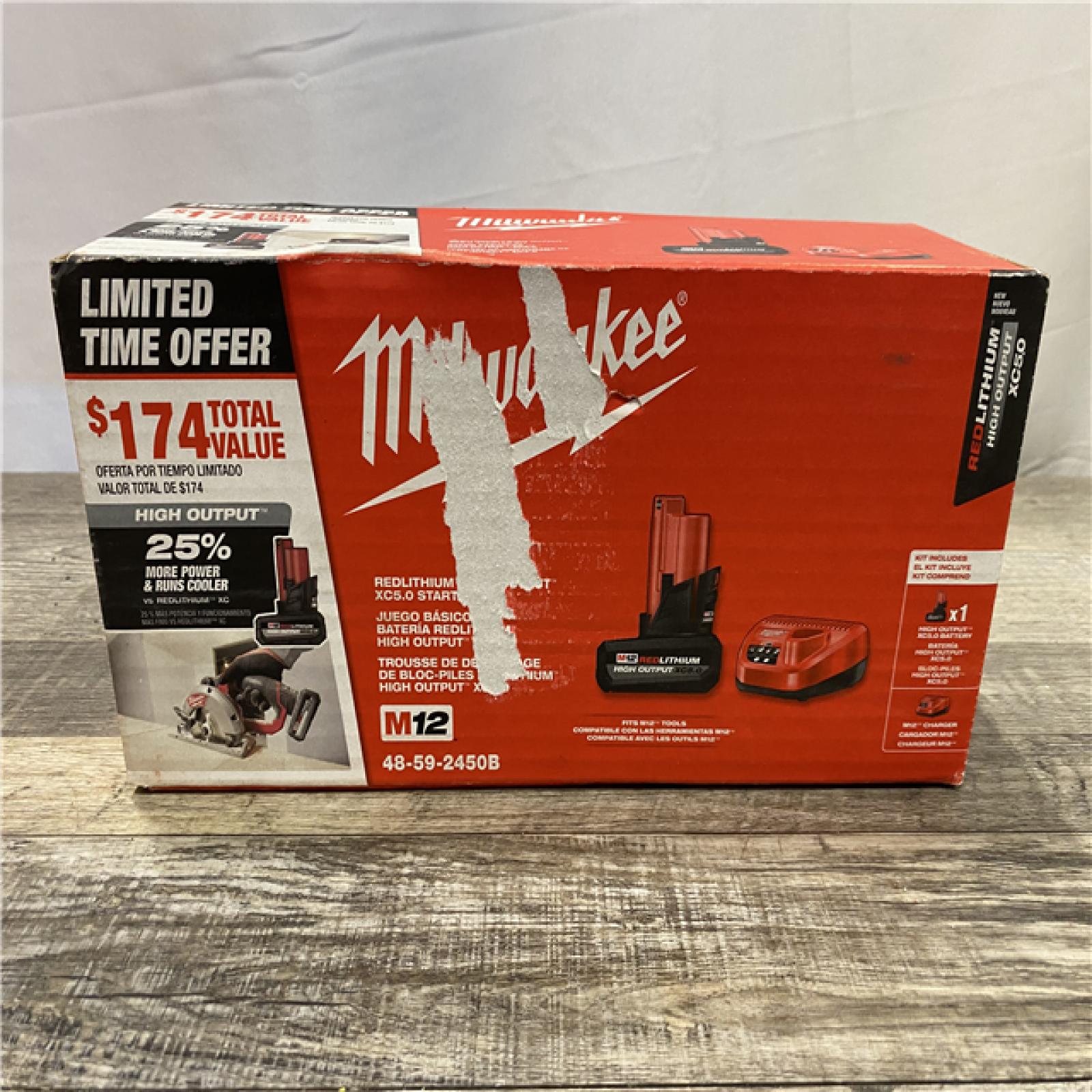 NEW - Milwaukee 12-Volt Lithium-Ion XC High Output 5.0 Ah Battery Pack with Charger Starter Kit