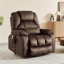 Phoenix LIKE NEW Bestier 40.1 in. W Brown Microsuede Oversize Dual Motor Power Lift Recliner Chair with Massage and Heating