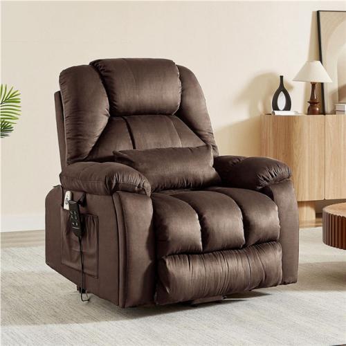 Phoenix LIKE NEW Bestier 40.1 in. W Brown Microsuede Oversize Dual Motor Power Lift Recliner Chair with Massage and Heating