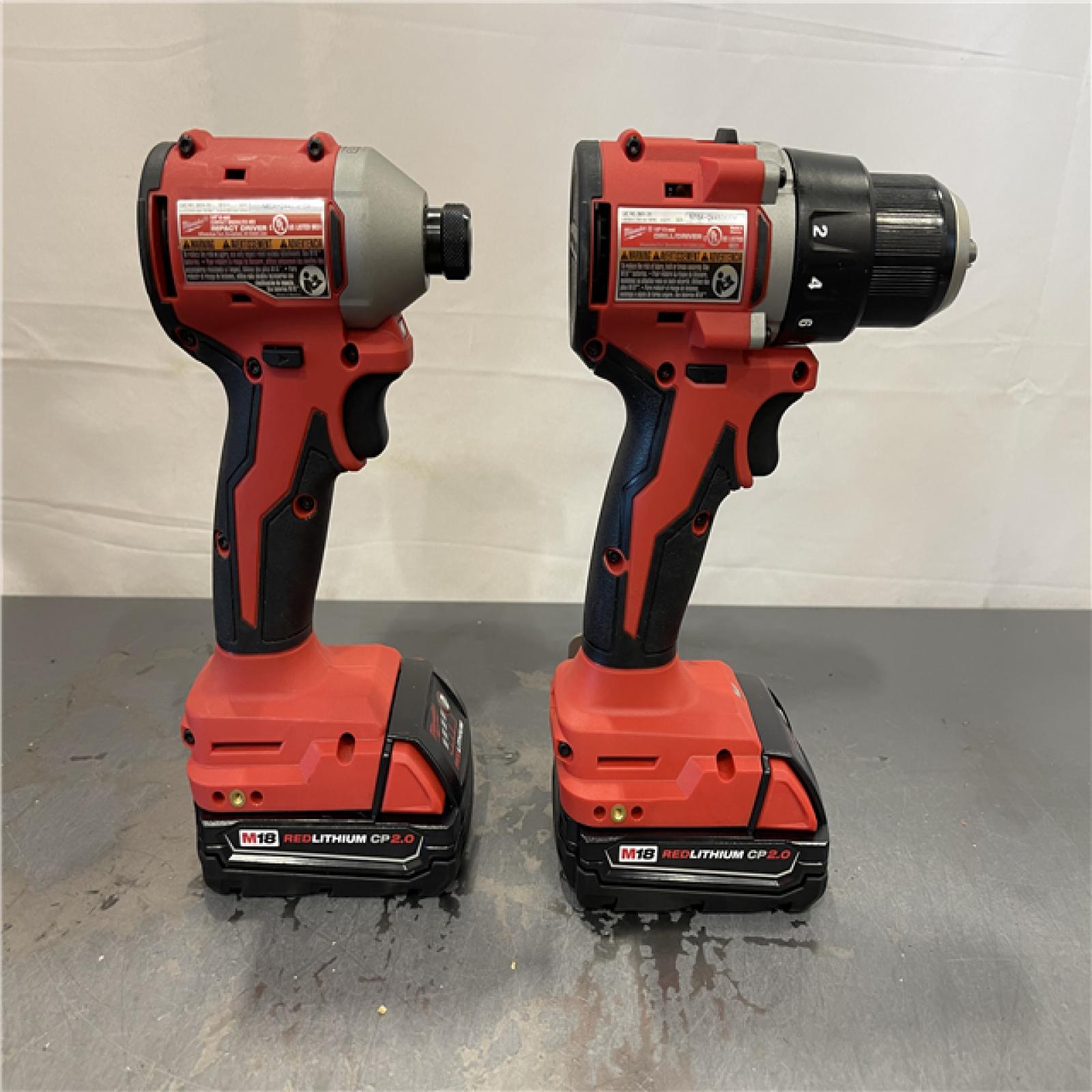 AS-IS - Milwaukee M18 18V Lithium-Ion Brushless Cordless Compact Drill/Impact (2 Tool) Combo Kit