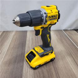 AS-IS DEWALT ATOMIC 20-Volt Lithium-Ion Cordless 1/2 in. Compact Hammer Drill with 3.0Ah Battery, Charger and Bag