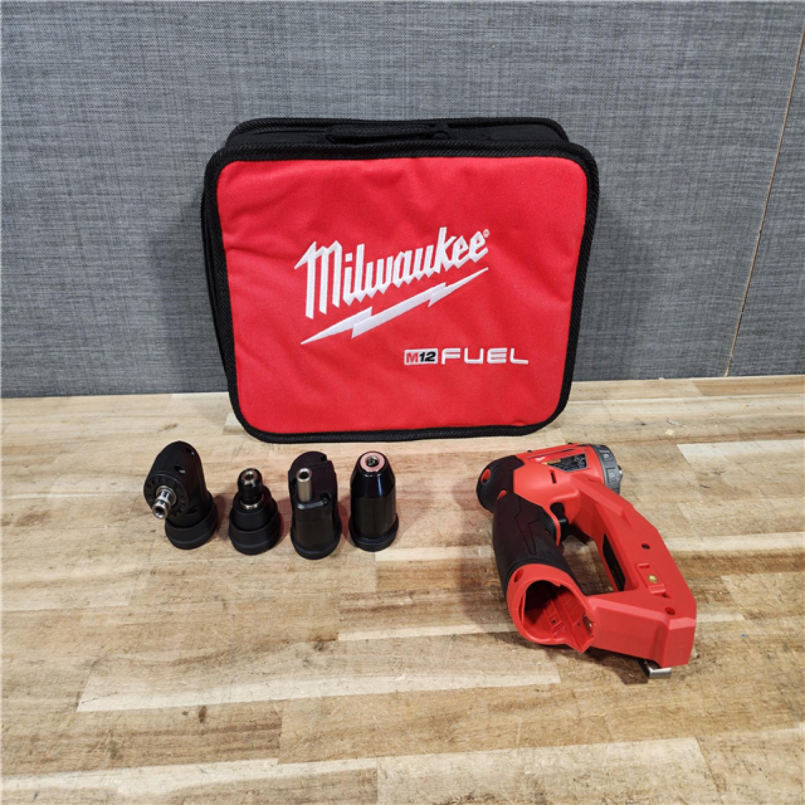 HOUSTON LOCATION - AS - IS Milwaukee FUEL 12V Lithium-Ion Brushless Cordless 4-in-1 Installation 3/8 in. Drill Driver with 4 Tool Head (Tool-Only)